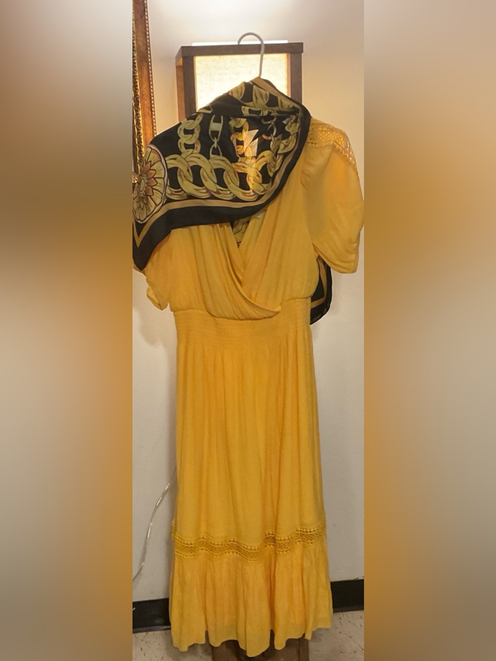 Orange Maxi Dress with Scarf